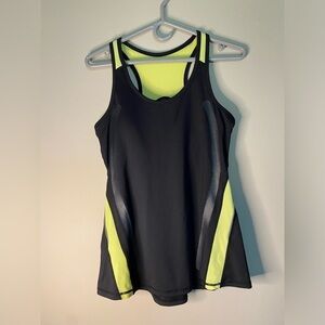 Kyodan Racerback Active Running Tank Top Woman's Black Yellow (Size Large)